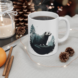 Mug Blaireau dans la Forêt – Tasse Céramique 325ml avec Design Nature – Cadeau Passion Animaux et Aventure Sauvage