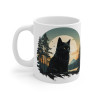Mug Chat Noir et Forêt – Tasse Céramique 325ml avec Design Mystique et Nature – Cadeau Félin et Nature Sauvage