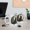 Mug Chat Noir et Forêt – Tasse Céramique 325ml avec Design Mystique et Nature – Cadeau Félin et Nature Sauvage