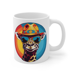 Mug Girafe Cool avec Lunettes et Chapeau – Tasse Céramique 325ml avec Design Fun et Coloré – Cadeau Humour et Style