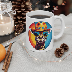 Mug Girafe Cool avec Lunettes et Chapeau – Tasse Céramique 325ml avec Design Fun et Coloré – Cadeau Humour et Style