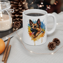 Mug Berger Allemand – Tasse Céramique 325ml avec Design Animal Coloré – Cadeau Passion Chien et Amour Canin