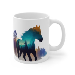 Mug Cheval et Forêt – Tasse Céramique 325ml avec Design Nature et Aventure – Cadeau Passion Équitation et Animaux Sauvages