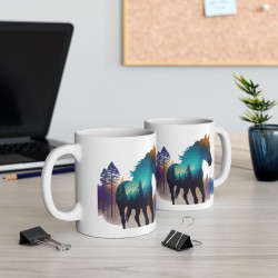Mug Cheval et Forêt – Tasse Céramique 325ml avec Design Nature et Aventure – Cadeau Passion Équitation et Animaux Sauvages