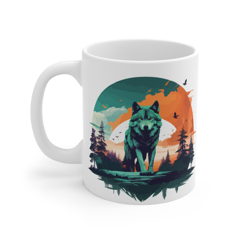 Mug Loup Sauvage et Forêt – Tasse Céramique 325ml avec Design Nature et Aventure – Cadeau Passion Animaux et Plein Air