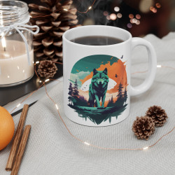 Mug Loup Sauvage et Forêt – Tasse Céramique 325ml avec Design Nature et Aventure – Cadeau Passion Animaux et Plein Air