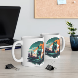 Mug Loup Sauvage et Forêt – Tasse Céramique 325ml avec Design Nature et Aventure – Cadeau Passion Animaux et Plein Air