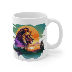 Mug Lion et Coucher de Soleil  – Cadeau Passion Animaux Sauvages et Paysages