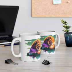 Mug Lion et Coucher de Soleil  – Cadeau Passion Animaux Sauvages et Paysages