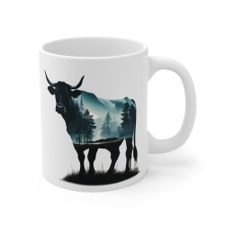 Mug Taureau et Forêt – Design Animaux Sauvages et Nature – Cadeau pour Amoureux des Taureaux