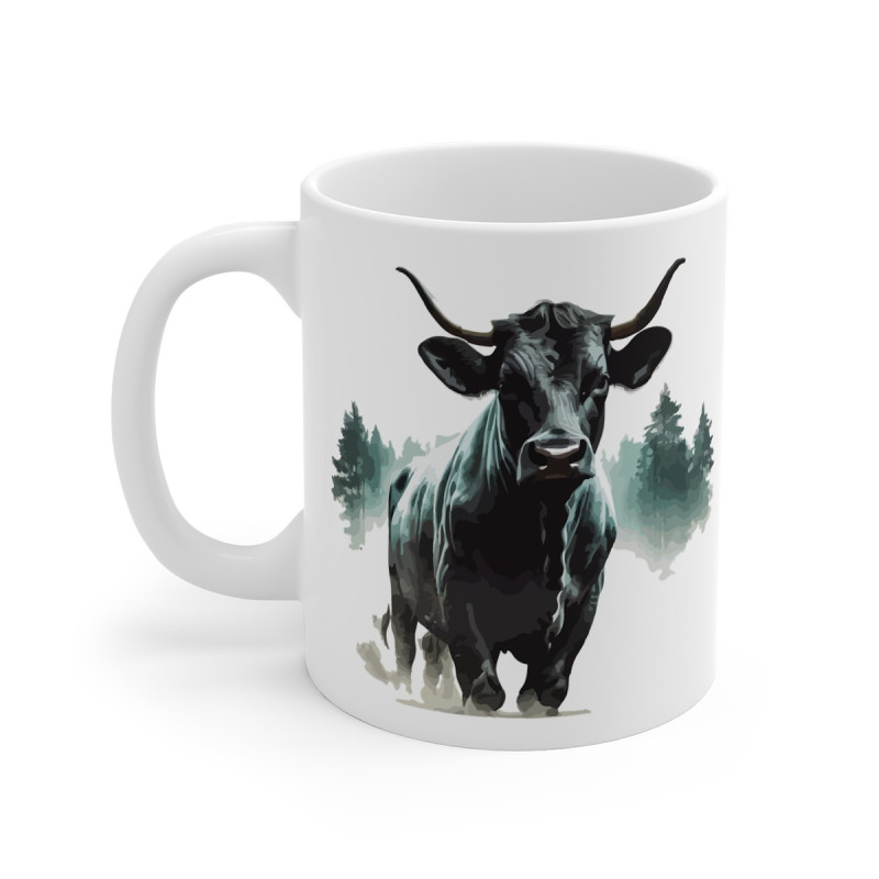 Mug Taureau Majestueux en Forêt –  Design Animal Sauvage et Nature – Cadeau pour Amoureux des Taureaux et Nature