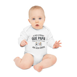 Body bébé "Papa ne joue pas tout le temps" - Humour, coton