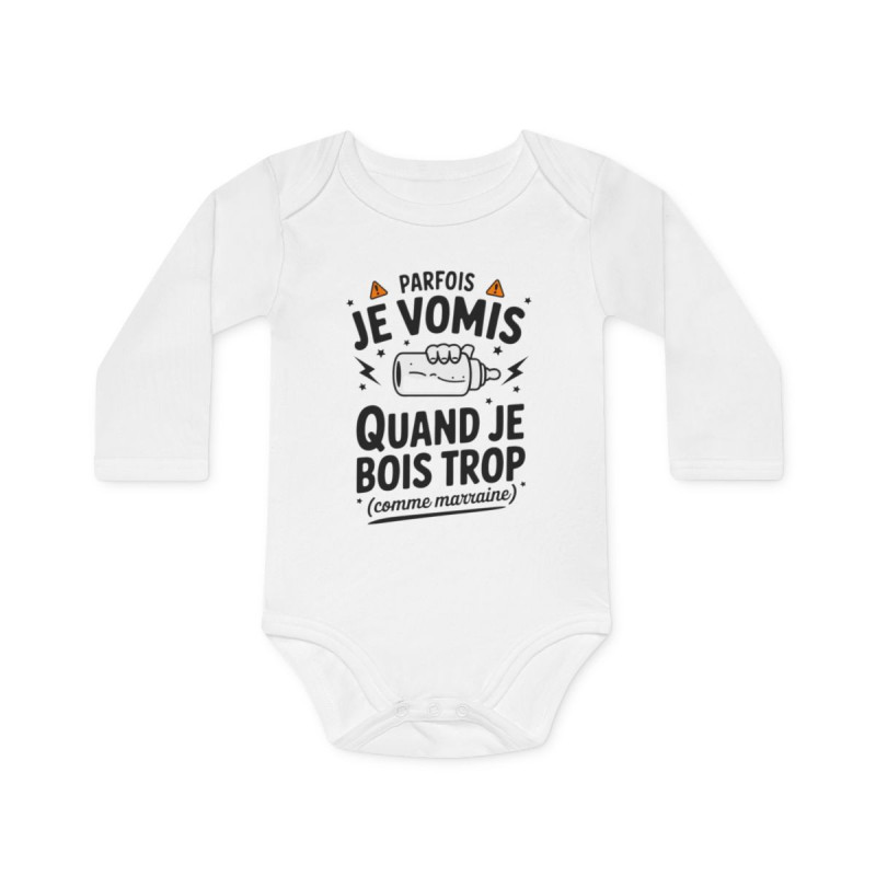 Body bébé "Je vomis quand je bois trop" - Humour, 100% coton