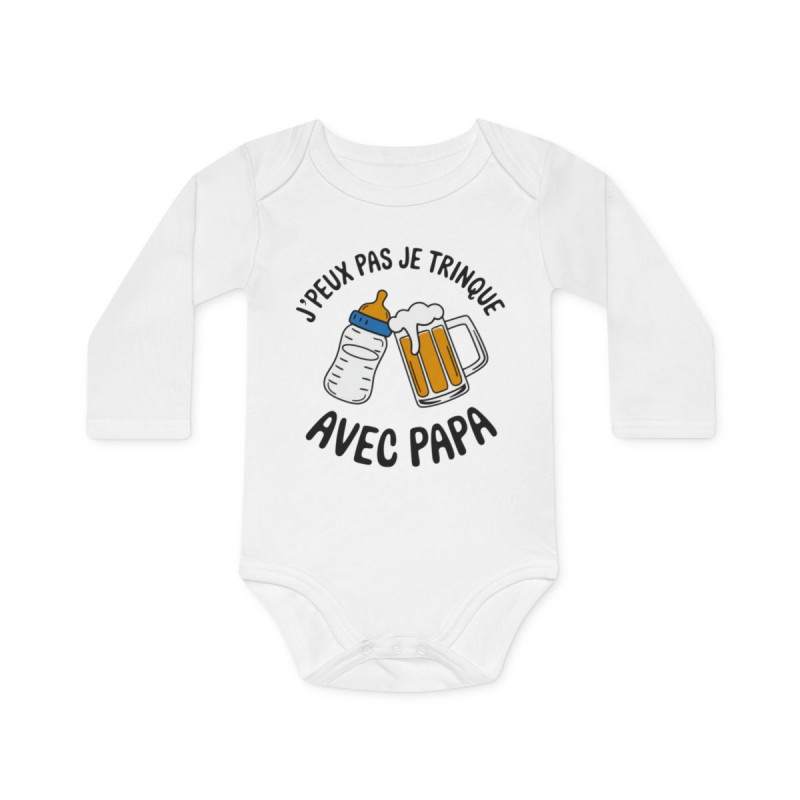 Body bébé "J'peux pas je trinque avec papa" - Humour, coton