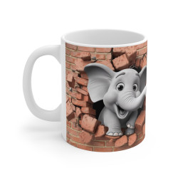 Mug Éléphant "Mignon et Amusant" - Cadeau Fantaisie Animaux