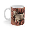 Mug Chèvre Montagnarde Traversant un Mur de Briques - Design 3D Amusant et Original pour les Amoureux des Animaux de la Ferme