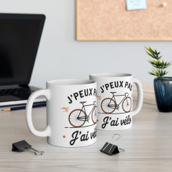 Mug "J'peux pas, j'ai vélo" - Design Cycliste Humoristique