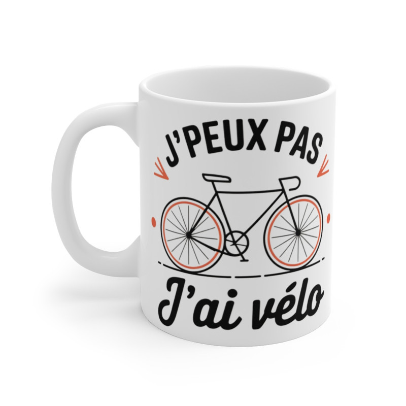 Mug "J'peux pas, j'ai vélo" - Tasse Cycliste idée cadeau humour amusant