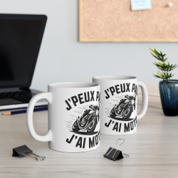 Mug Humour Motard "J'peux Pas, J'ai Moto" – Cadeau Fun pour les Passionnés de Moto et de Deux-Roues