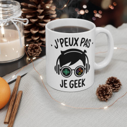Mug Geek Humour "J'peux Pas, Je Geek" – Cadeau Fun pour Gamers et Passionnés de Jeux Vidéo