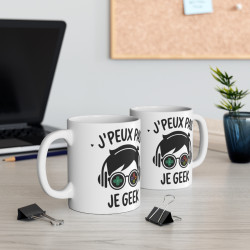 Mug Geek Humour "J'peux Pas, Je Geek" – Cadeau Fun pour Gamers et Passionnés de Jeux Vidéo