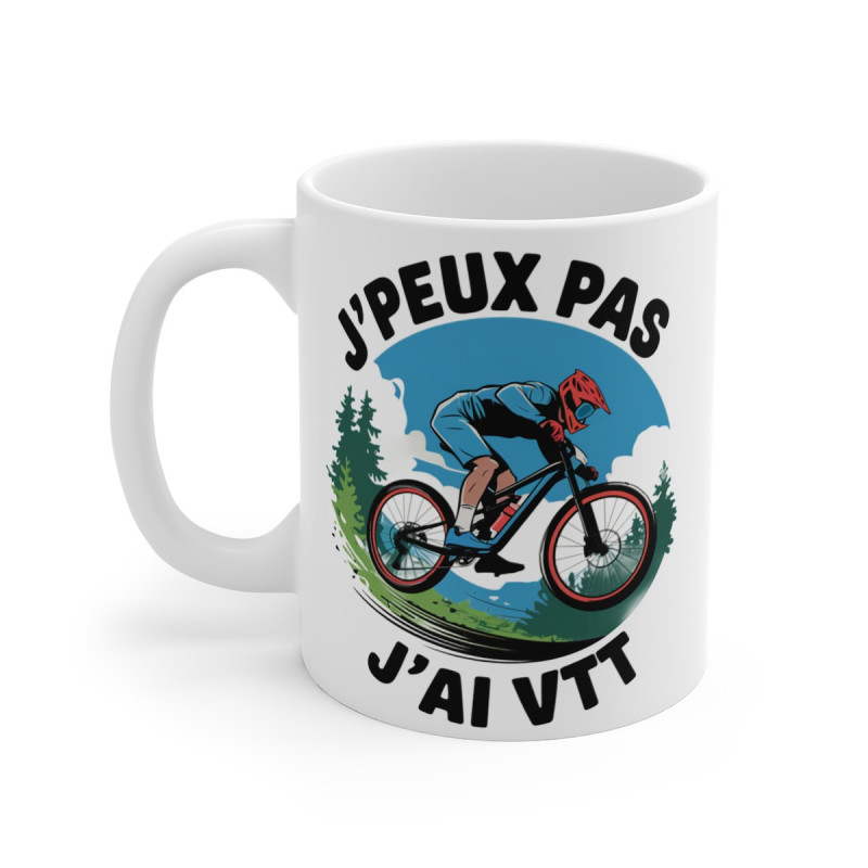 Mug "Je Peux Pas, J'ai VTT" - Cadeau Parfait pour les Passionnés de Vélo Tout Terrain et Cyclistes