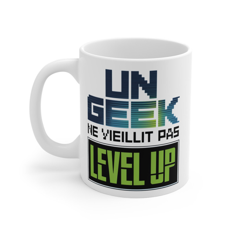 Mug "Un Geek ne Vieillit Pas, il Level Up" - idée Cadeau pour les Gamers et Geeks