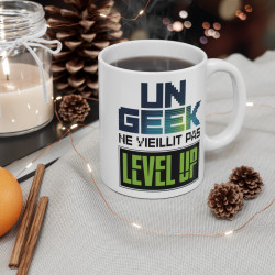 Mug "Un Geek ne Vieillit Pas, il Level Up" - idée Cadeau pour les Gamers et Geeks