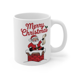 Mug "Merry Christmas" - Père Noël sur Cheminée, Idée Cadeau de Noël