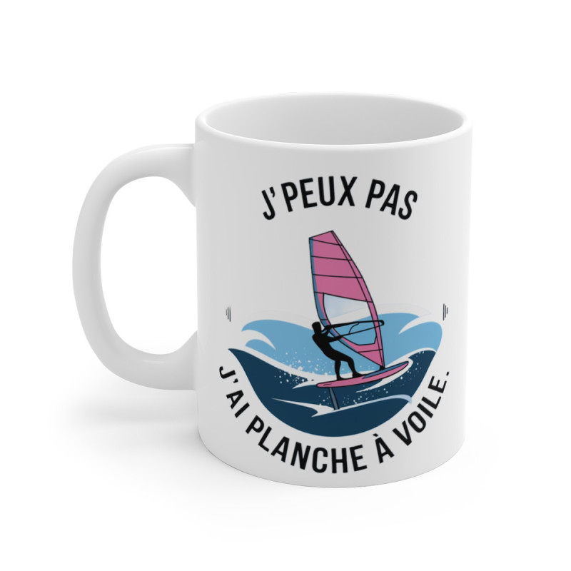 Mug "J'Peux Pas J'Ai Planche à Voile" - Cadeau pour amateurs de sports nautiques