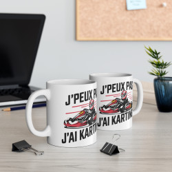 Mug Tasse "J'Peux Pas J'Ai Karting" - Cadeau humour pour passionnés de karting