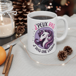 Mug Licorne - J'peux pas, j'suis une Licorne -idée cadeau design humour pour enfant et adulte