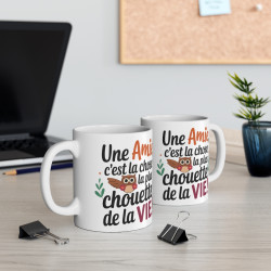 Mug Amitié, Animal - Une Amie, C'est la Chose la Plus Chouette de la Vie - Cadeau Meilleure Amie