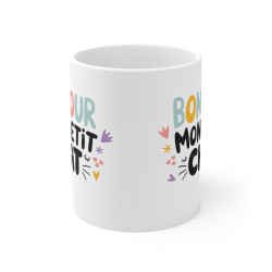 Mug "Bonjour Mon Petit Chat" - Cadeau Mignon pour Les Amoureux des Chats - Tasse en Céramique