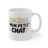 Mug "Bonjour Mon Petit Chat" - Cadeau Mignon pour Les Amoureux des Chats - Tasse en Céramique