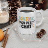 Mug "Bonjour Mon Petit Chat" - Cadeau Mignon pour Les Amoureux des Chats - Tasse en Céramique