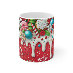 Mug Noël - Design Festif avec Bonhomme en Pain d'Épice et Décorations de Noël