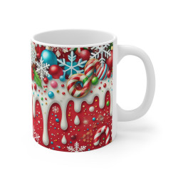 Mug Noël - Design Festif avec Bonhomme en Pain d'Épice et Décorations de Noël