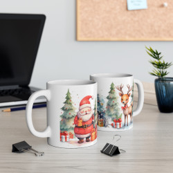 Mug Noël avec Père Noël et Renne - Cadeau Festif et Original pour les Fêtes
