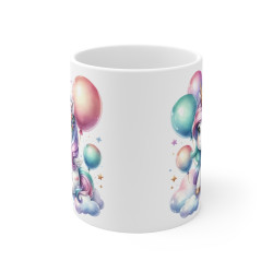 Mug Licorne Arc-en-Ciel et Ballons - Cadeau Fantaisie et Magique pour enfant et adulte
