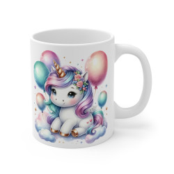 Mug Licorne Arc-en-Ciel et Ballons - Cadeau Fantaisie et Magique pour enfant et adulte