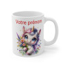 Mug Licorne Personnalisable avec Prénom - Cadeau Mignon et Fleuri pour enfant et adulte