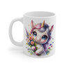 Mug Licorne Adorable avec Bouquet de Fleurs - Cadeau Mignon et Fantaisie pour enfant et adulte