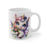 Mug Licorne Adorable avec Bouquet de Fleurs - Cadeau Mignon et Fantaisie pour enfant et adulte
