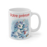 Mug Licorne Personnalisable avec Prénom et Bonhomme de Neige - Cadeau Hivernal Fantaisie
