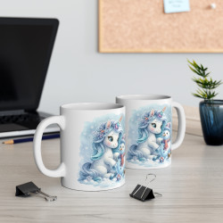 Mug Licorne et Bonhomme de Neige - Cadeau Hivernal Magique Noël pour enfant et adulte