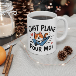 Mug Animal "Chat plane pour moi" - Design Mignon et Amusant pour les Amoureux des Chats