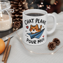 Mug Chat "Chat plane pour moi" - Design Mignon et Amusant,Drôle pour les Amoureux des Chats