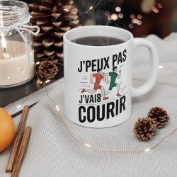 Mug Tasse Drôle"J'peux Pas, J'vais Courir" - Idée cadeau Humoristique Pour Les Passionnés de Running