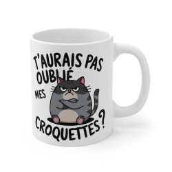 Mug Tasse Animal Chat "T'aurais pas oublié mes croquettes ?" - Humour Féroce pour Amoureux des Chats